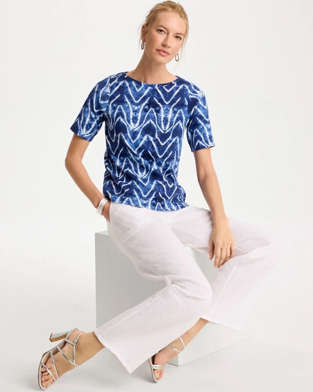 Tie Dye Chevron Pima Elbow Sleeve Tee - image 2